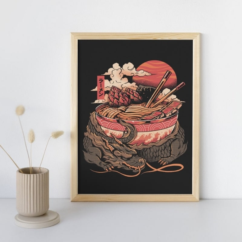 Japansk Dragon Ramen affisch A3