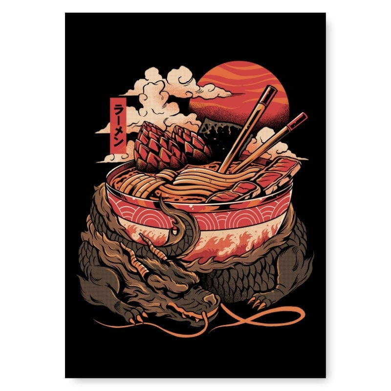 Japansk Dragon Ramen affisch A3