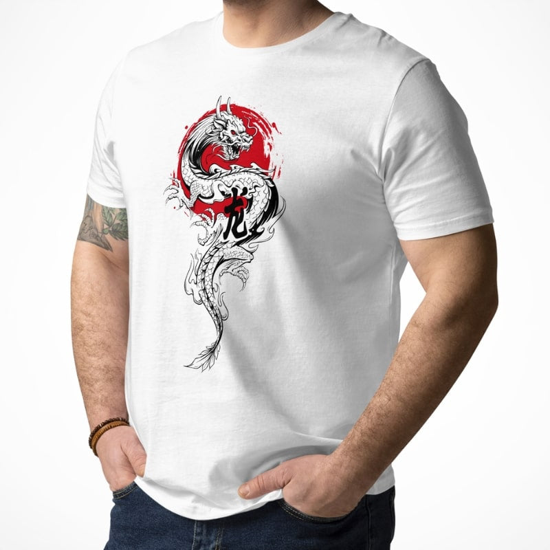 Japansk drake och sol T shirt
