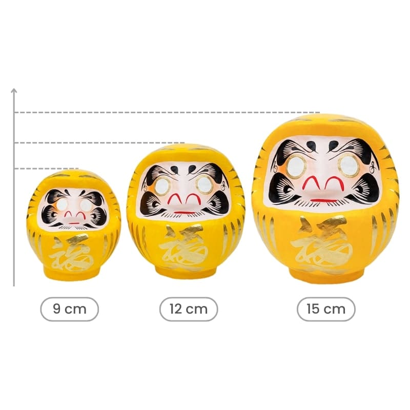 Japansk gul daruma 9 till 15 cm