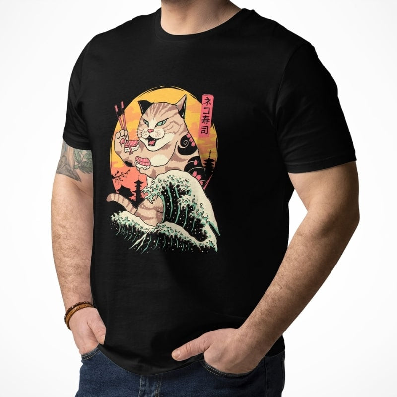 Japansk Kaiju Neko Sushi T shirt
