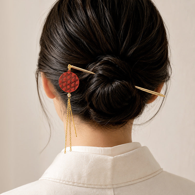 Japansk Kanzashi - Asanoha Röd