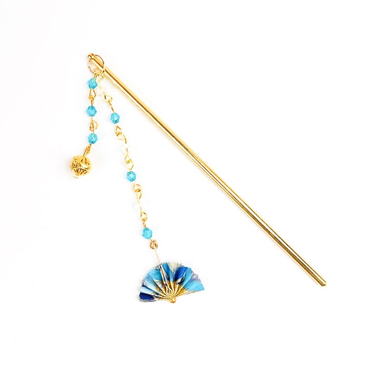 Japansk Kanzashi blå solfjäder