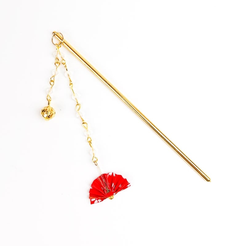 Japansk Kanzashi röd solfjäder