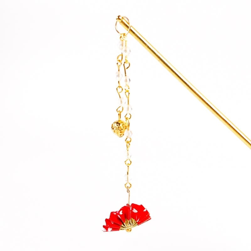 Japansk Kanzashi röd solfjäder