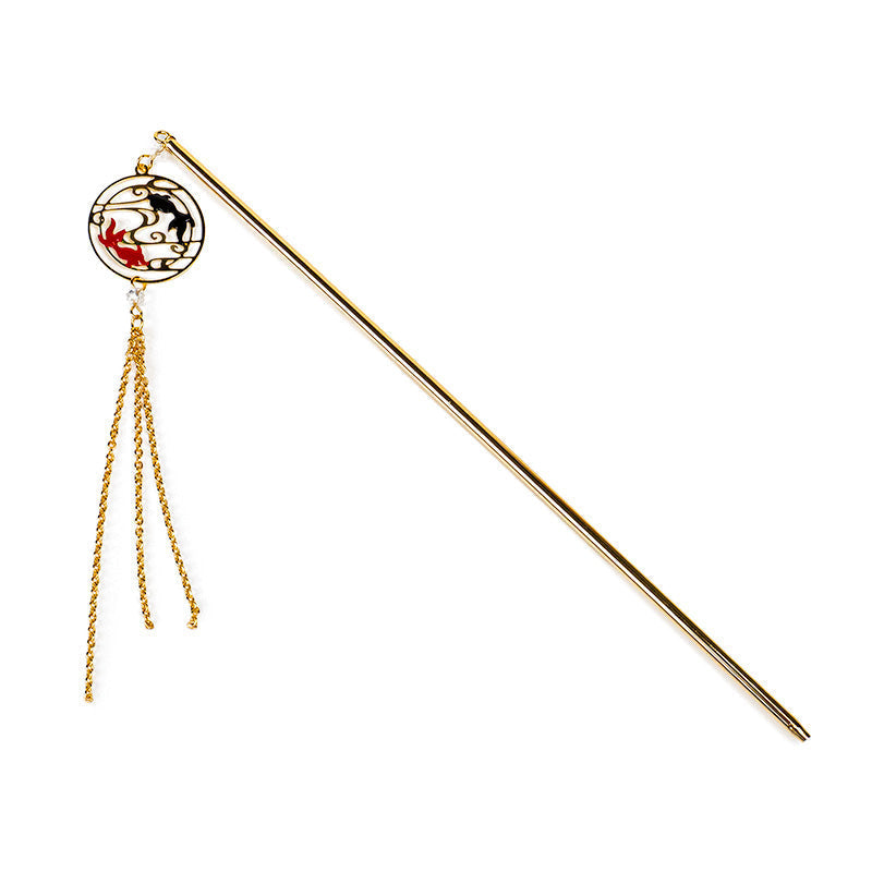 Japansk Kanzashi - Röd & Svart Fisk