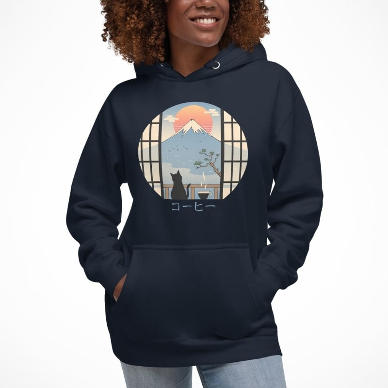 Japansk katt och Fuji berget Sweatshirt