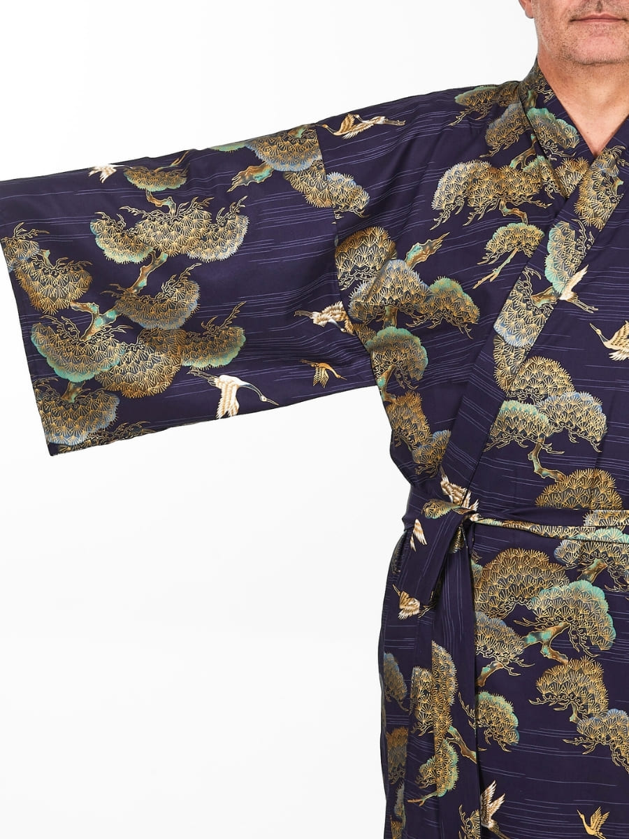 Japansk Kimono Crane & Pine för män En storlek