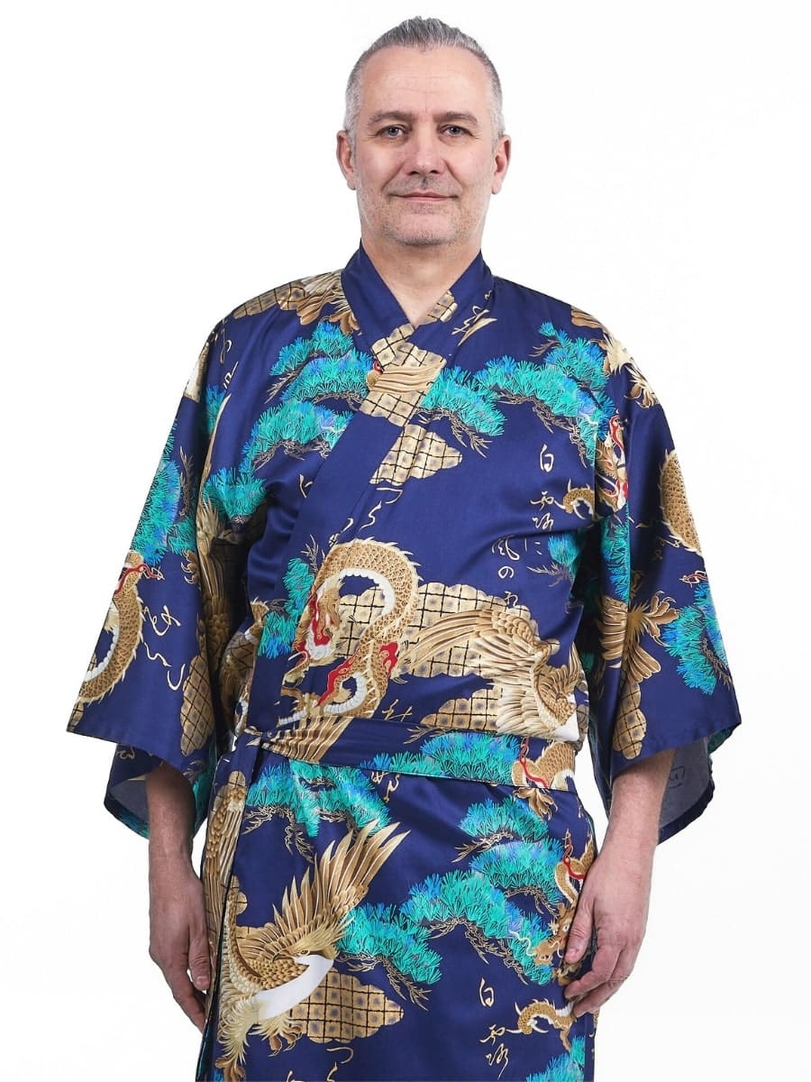 Japansk kimono för män Ryū to Washi En storlek
