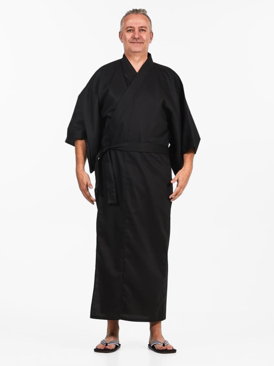 Japansk Kimono för män Svart En storlek