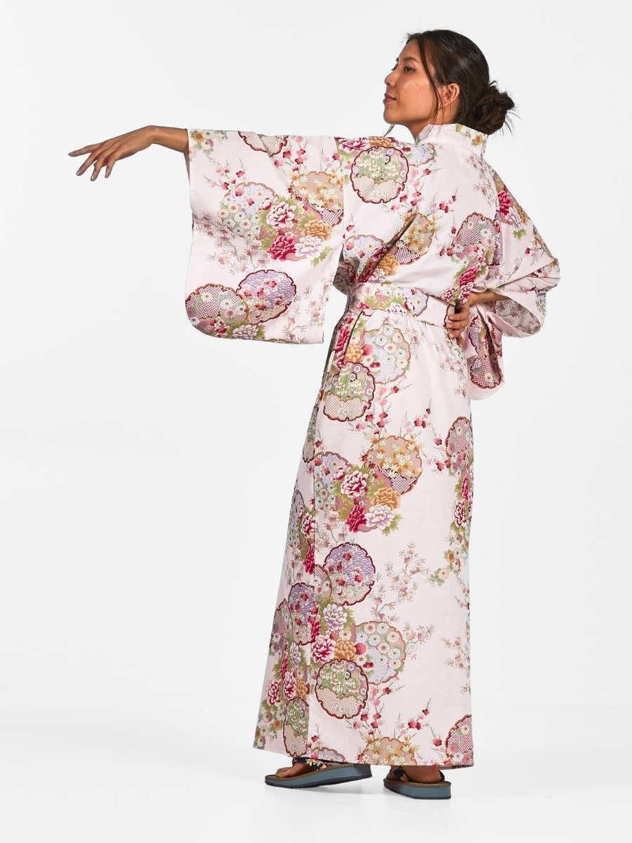 Japansk Kimono Maru Mon för kvinnor En storlek