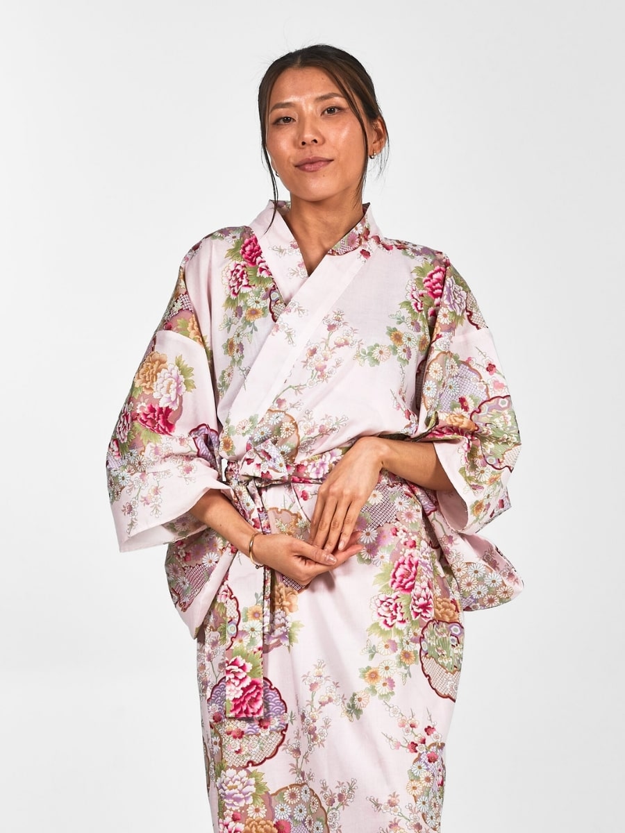 Japansk Kimono Maru Mon för kvinnor En storlek