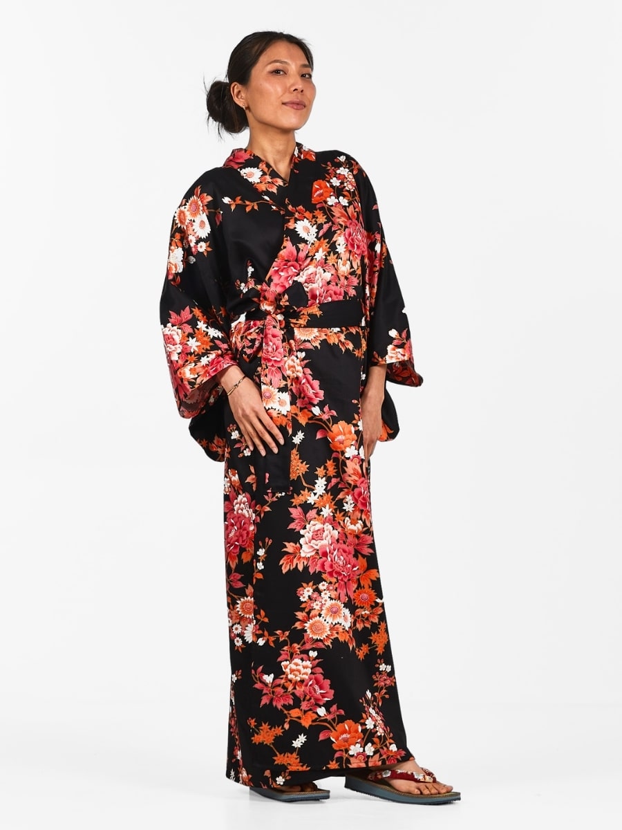 Japansk Kimono Sakura to Botan för kvinnor En storlek