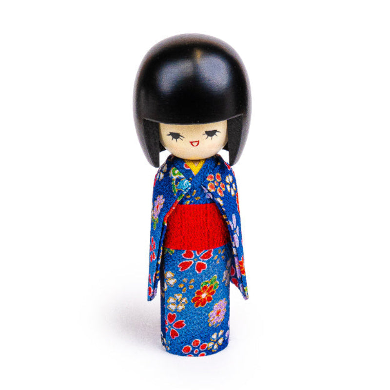 Japansk Kokeshi Docka - Blå Kimono
