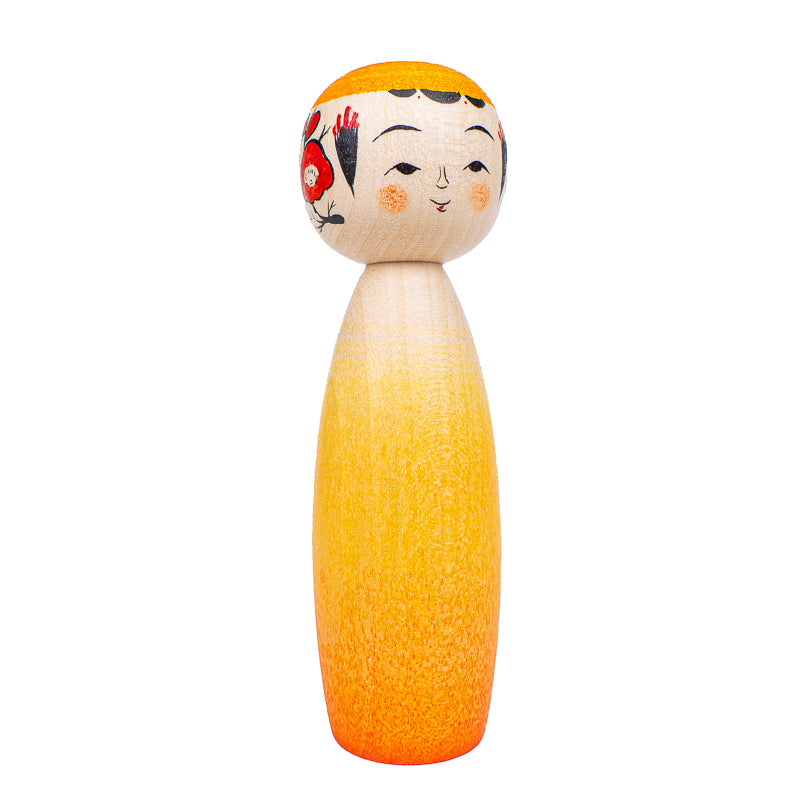 Japansk Kokeshi-docka - Daidai Färggradient - 9 cm