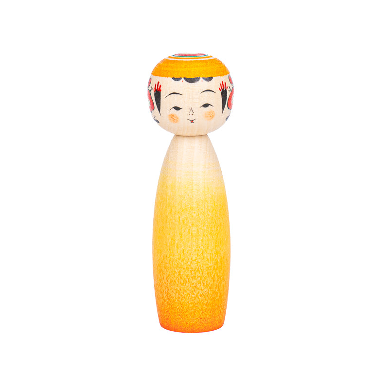 Japansk Kokeshi-docka - Daidai Färggradient - 9 cm