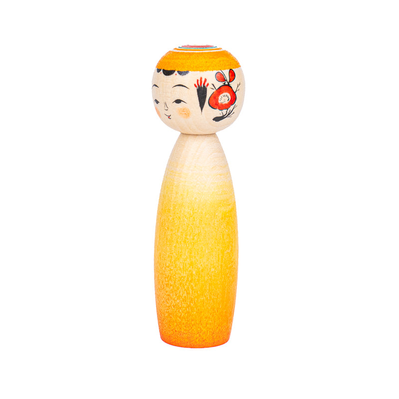 Japansk Kokeshi-docka - Daidai Färggradient - 9 cm