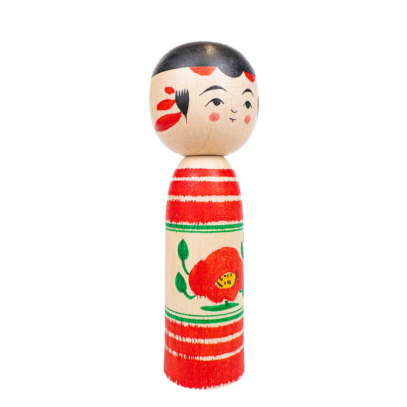 Japansk Kokeshi-docka - Tsubaki Kamelia - 9 cm