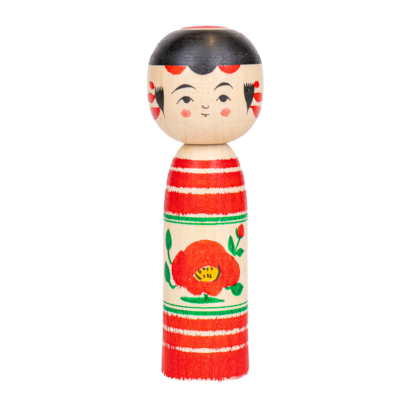 Japansk Kokeshi-docka - Tsubaki Kamelia - 9 cm