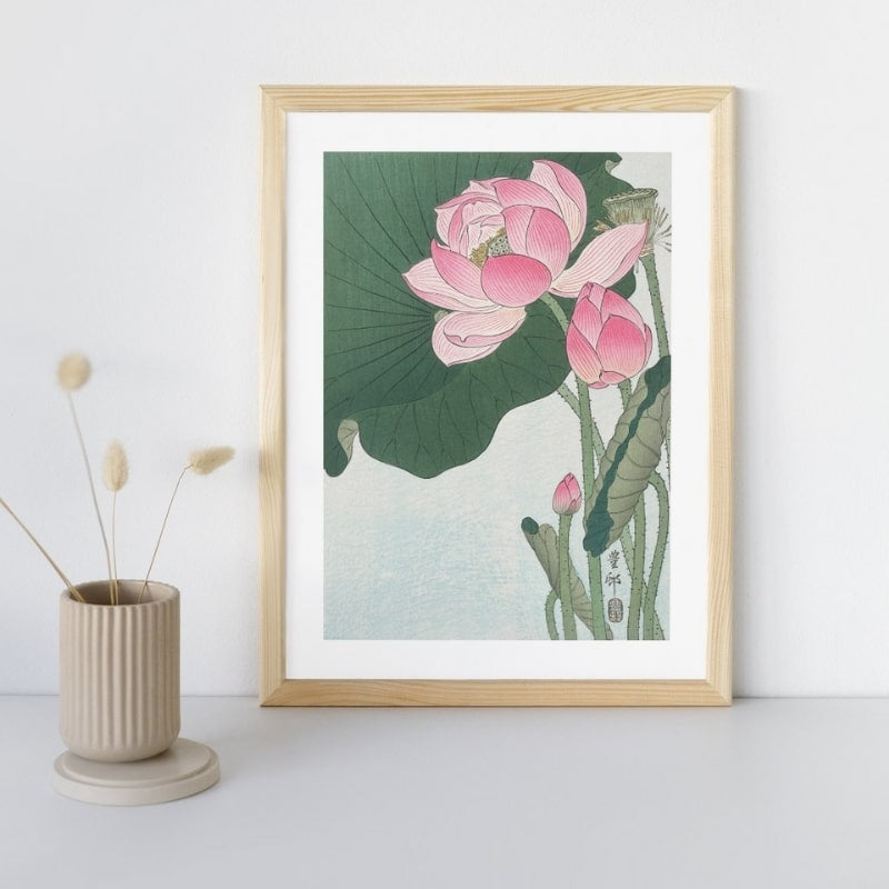 Japansk Lotusblomma Tryck A3