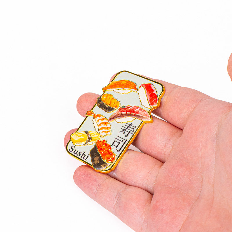 Japansk magnet i metall med sushimotiv