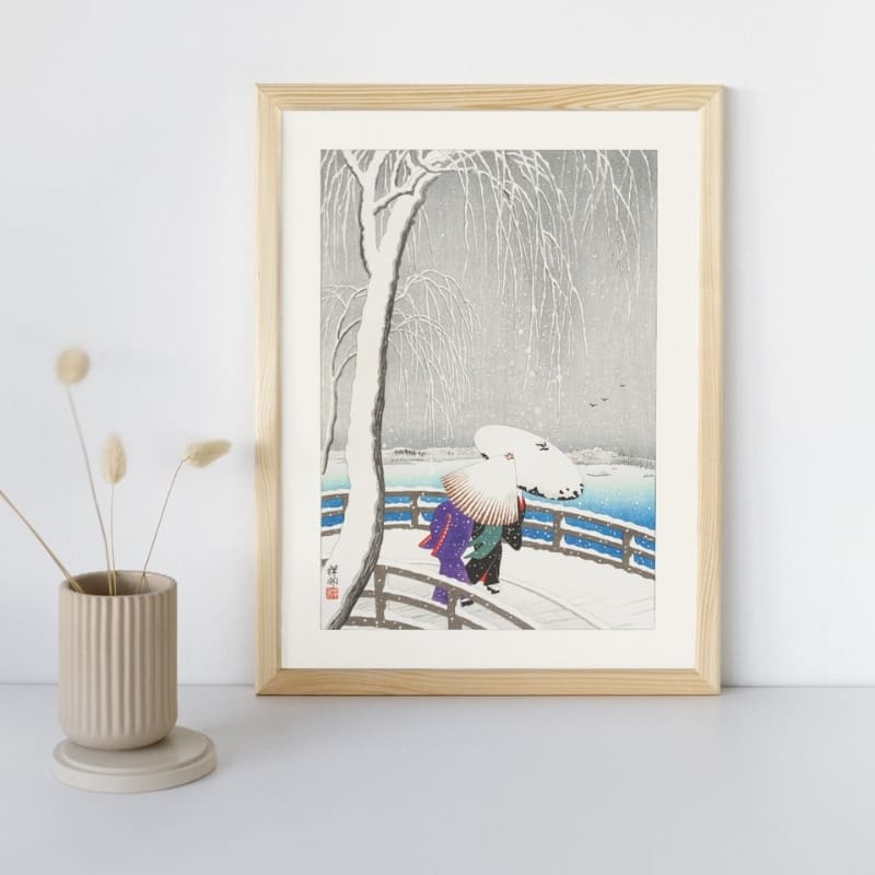 Japansk poster - Snö på brygga A3