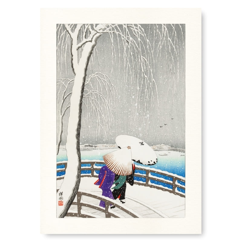 Japansk poster - Snö på brygga A3