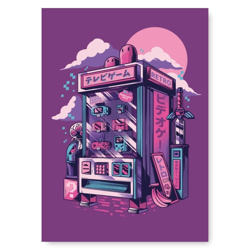 Japansk retrospelaffisch A3