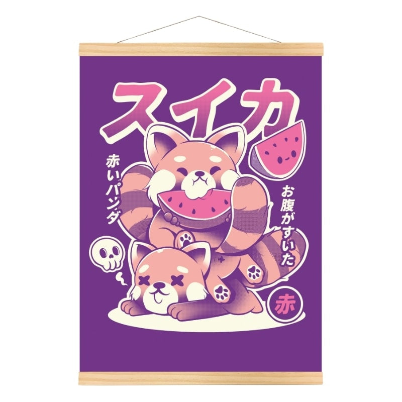 Japansk röd pandaposter A3