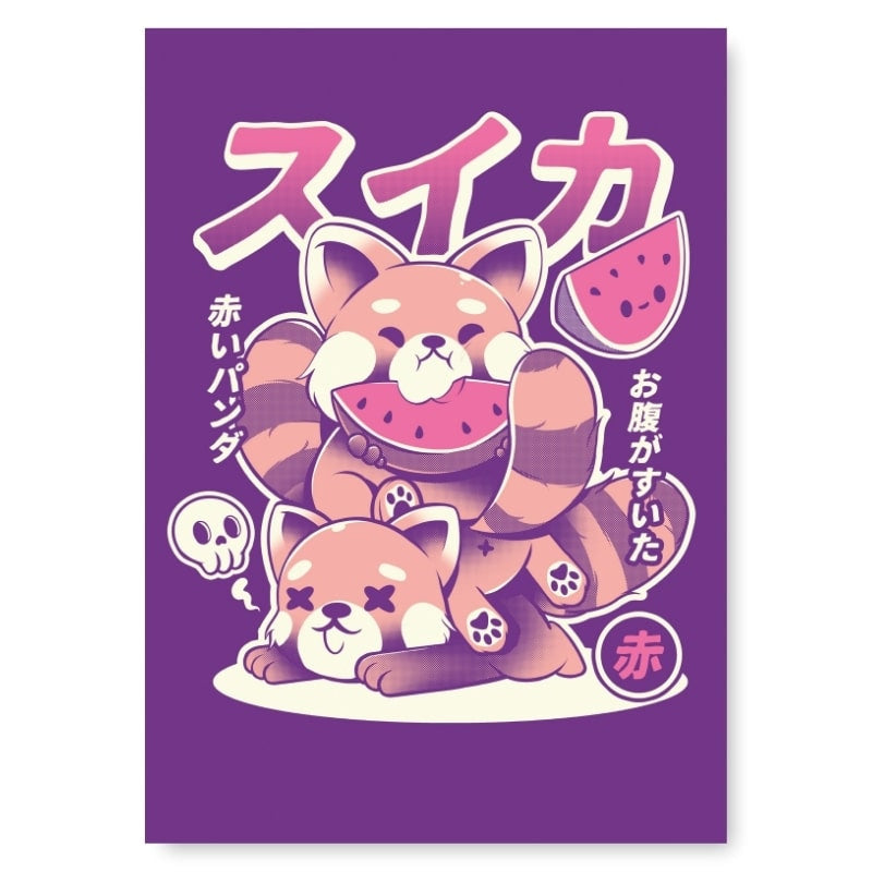 Japansk röd pandaposter A3