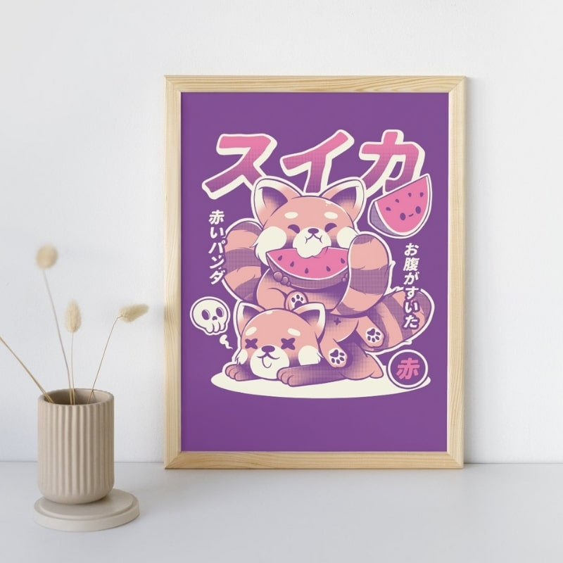 Japansk röd pandaposter A3