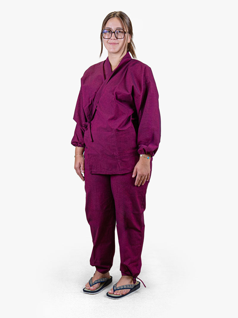 Japansk Samue-pyjamas Dam – Fuchsia