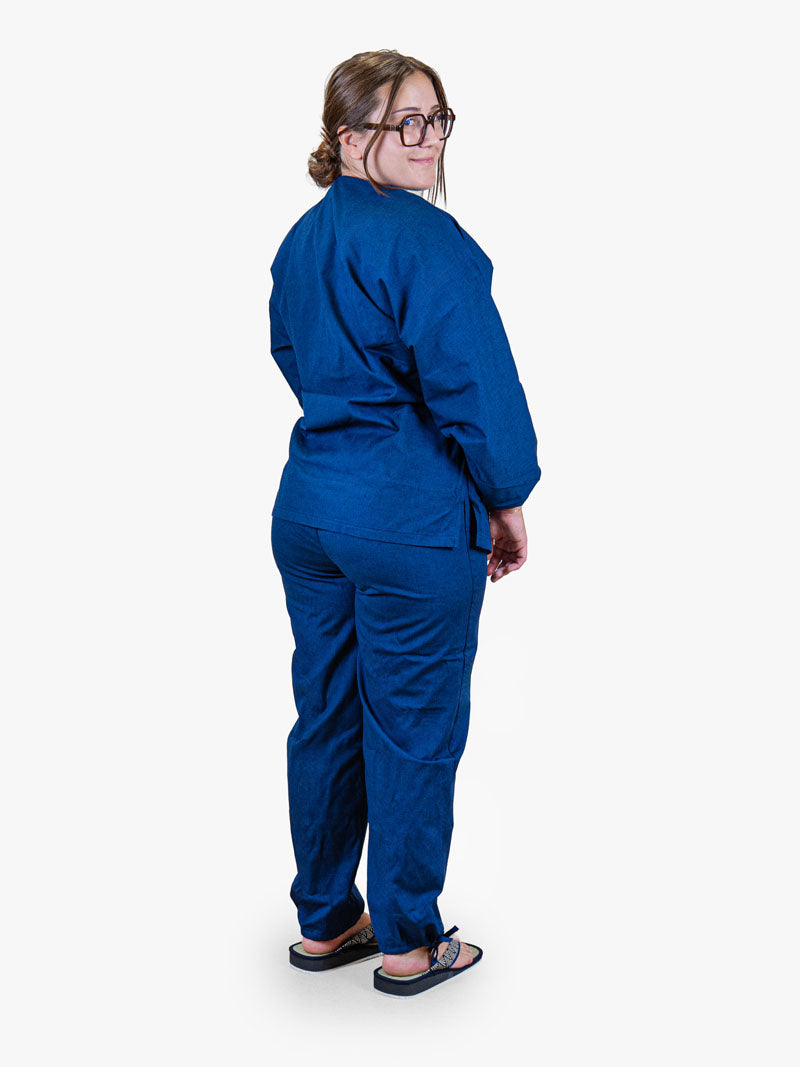 Japansk Samue-pyjamas Dam – Marinblå
