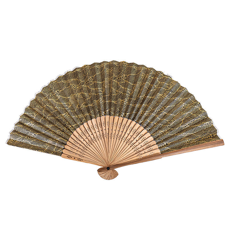Japansk Solfjäder Mino Washi - Svarta Vågor