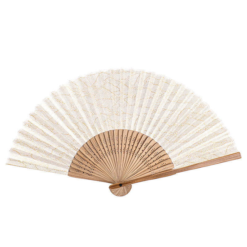 Japansk Solfjäder Mino Washi - Vita Vågor