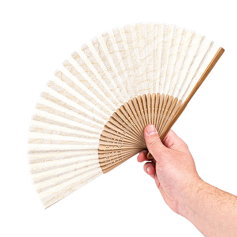 Japansk Solfjäder Mino Washi - Vita Vågor
