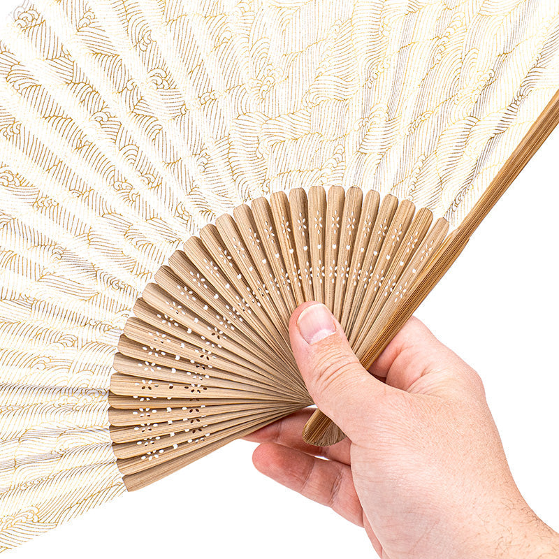 Japansk Solfjäder Mino Washi - Vita Vågor
