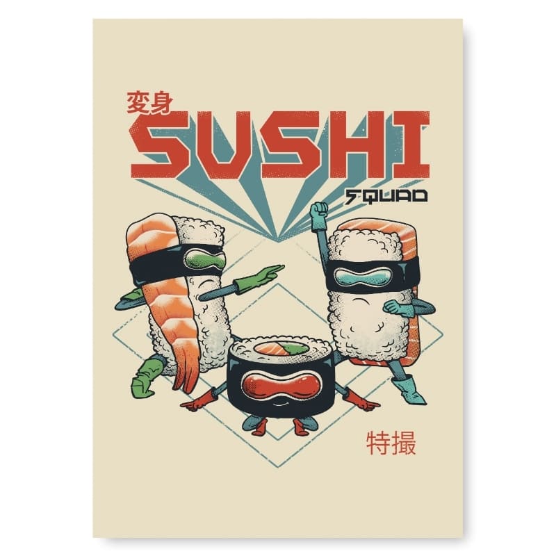 Japansk Sushi Squad Affisch A3