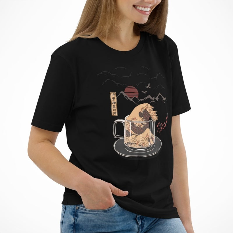 Japansk T shirt Kanagawa Kaffe