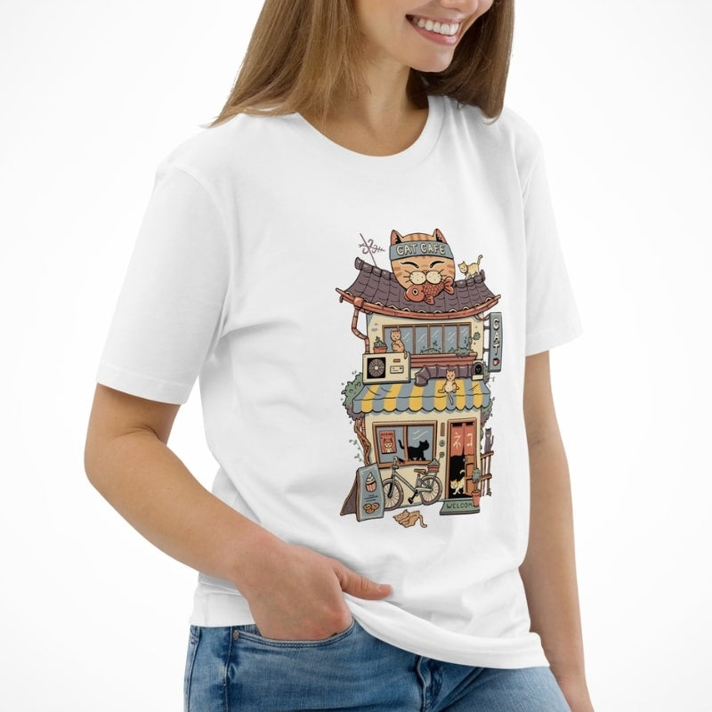 Japansk T shirt Neko Café
