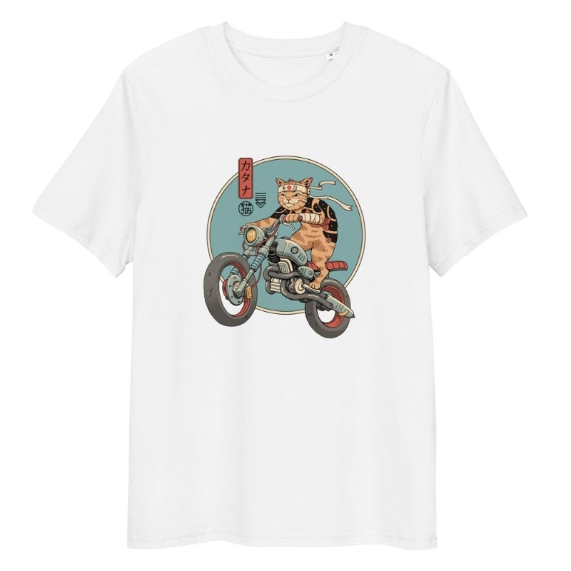 Japansk T shirt Neko Rider S / Blanc