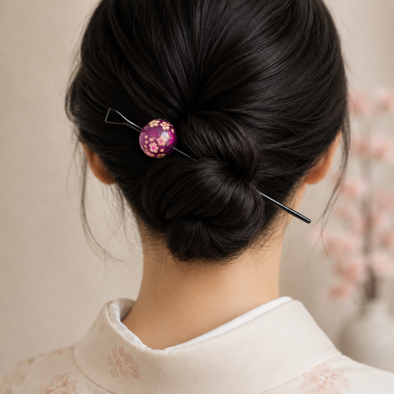 Japansk Tama Kanzashi Ukidama lila
