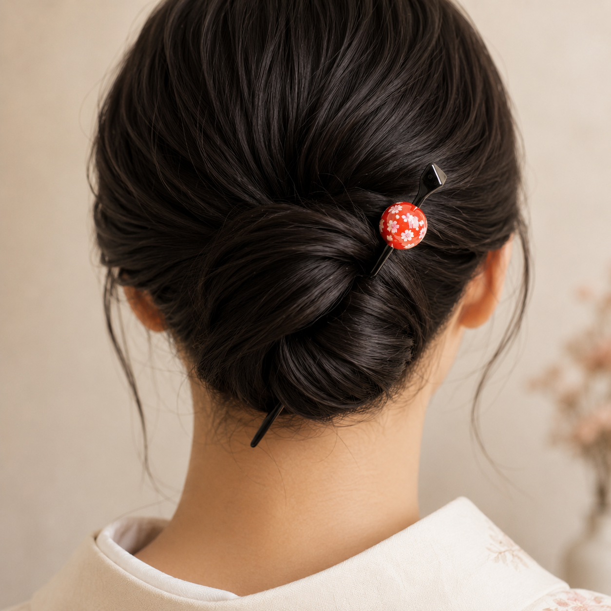 Japansk Tama Kanzashi Ukidama röd
