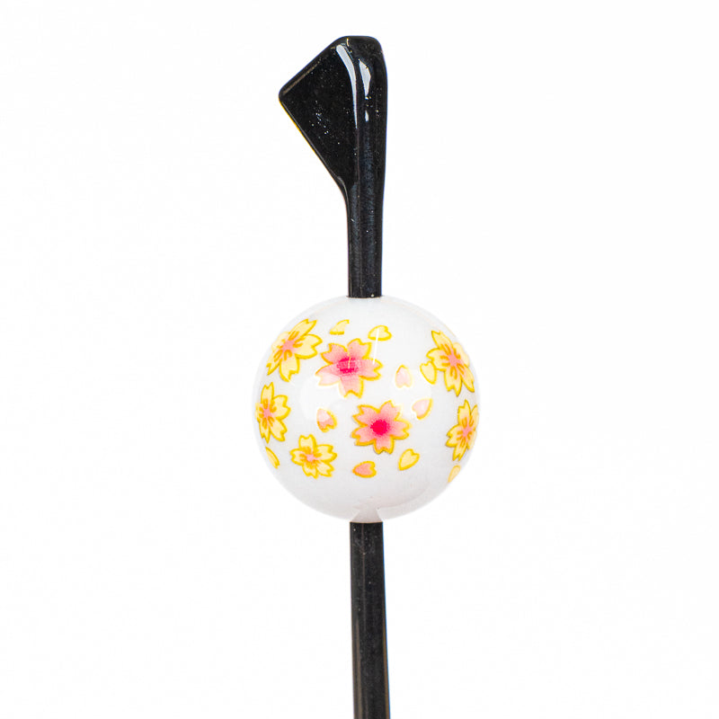 Japansk Tama Kanzashi Ukidama vit