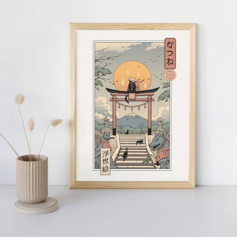 Japansk Ukiyo-e-affisch - Neko Inari A3