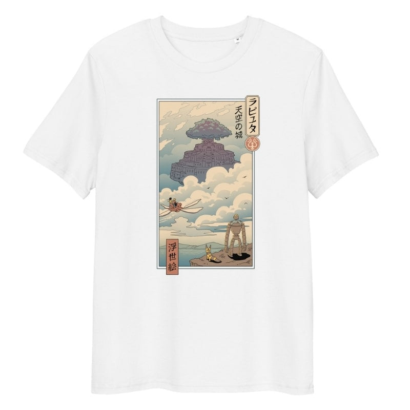 Japansk Ukiyo e Laputa T shirt S / Blanc
