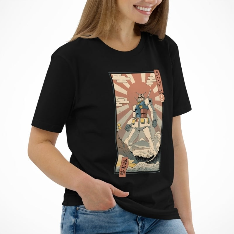 Japansk Ukiyo e Mecha & Fuji T shirt