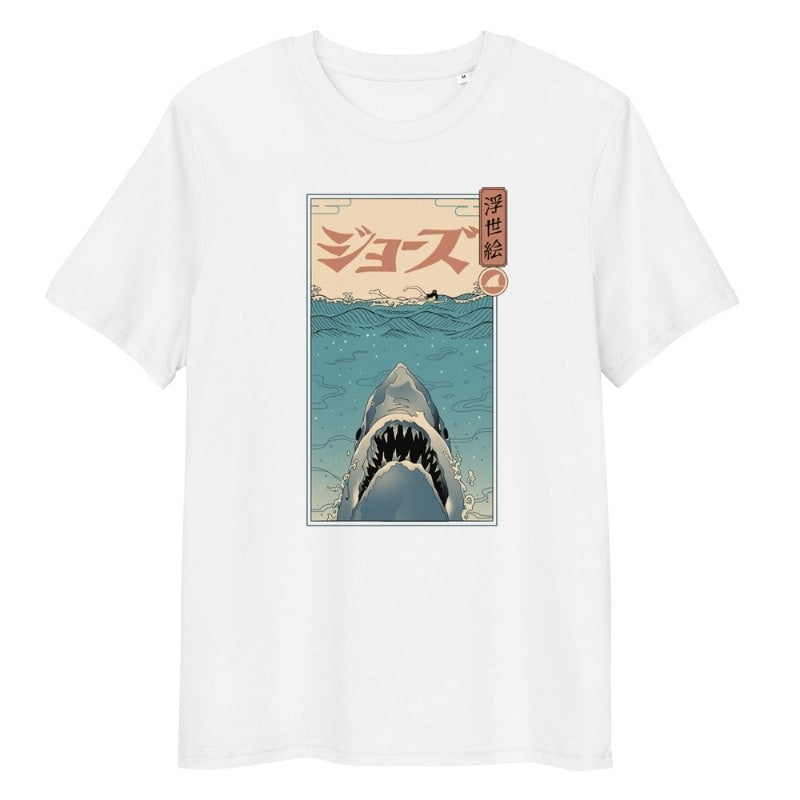 Japansk Ukiyo e Shark Attack T shirt S