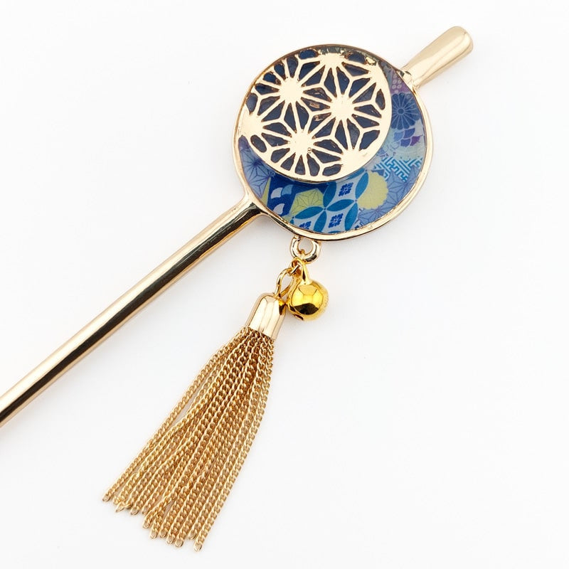 Japanska Kanzashi Asanoha Blå