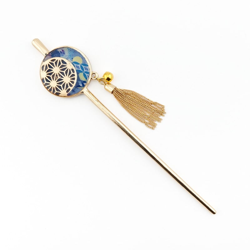 Japanska Kanzashi Asanoha Blå